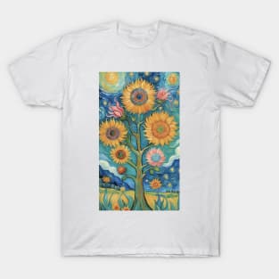 Golden Harvest: Van Gogh's Sunflower Garden T-Shirt